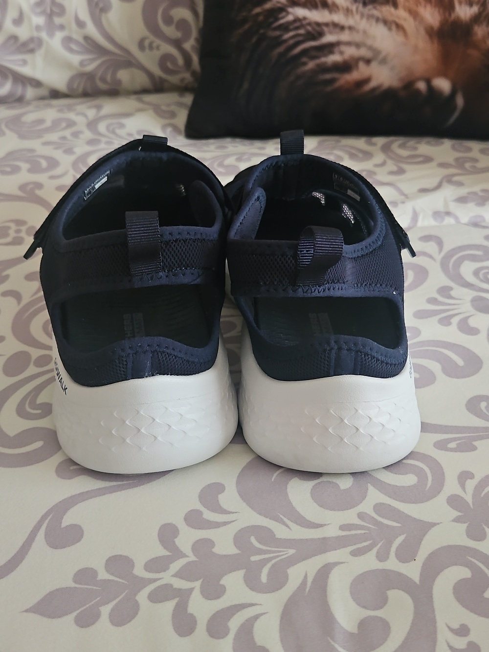 Skechers Go WALK navy Blue Shoes Part Mesh Velcro Close <9> - Picture 4 of 11